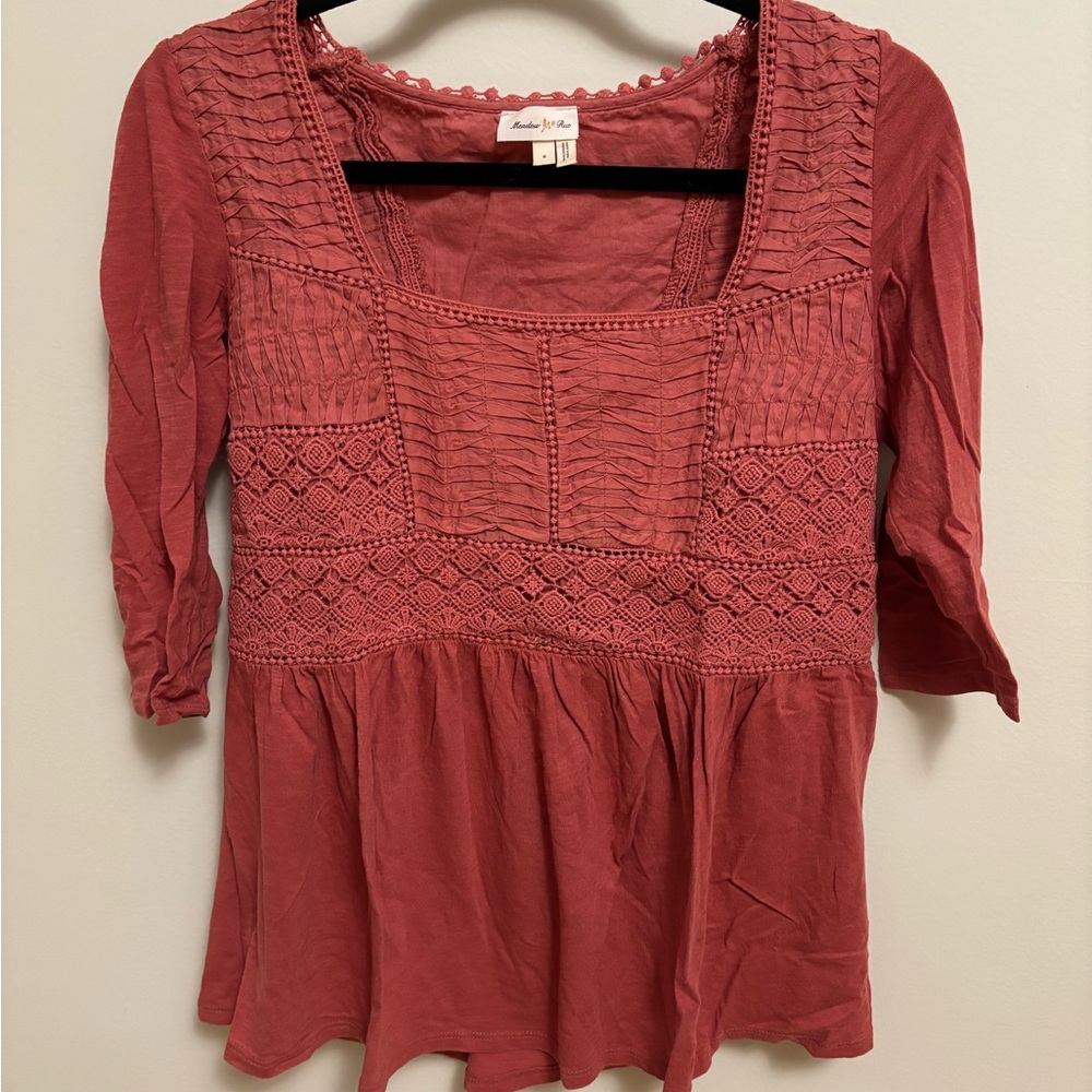 Anthropologie Pink Textured Blouse